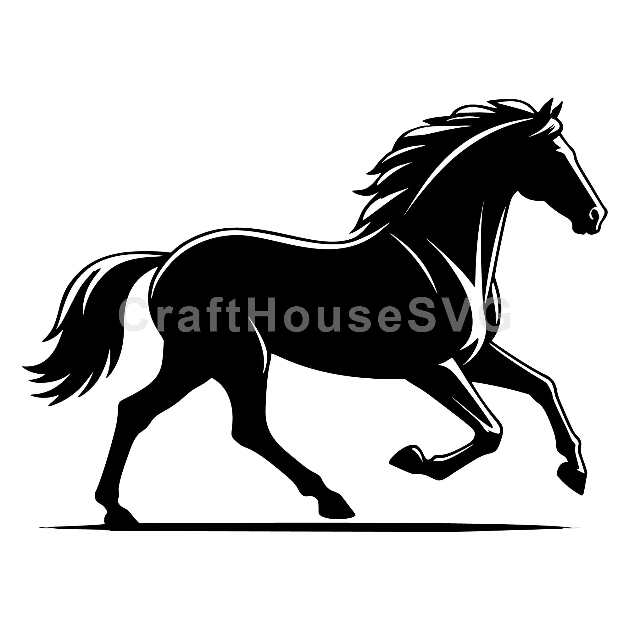 Horse galloping side view SVG