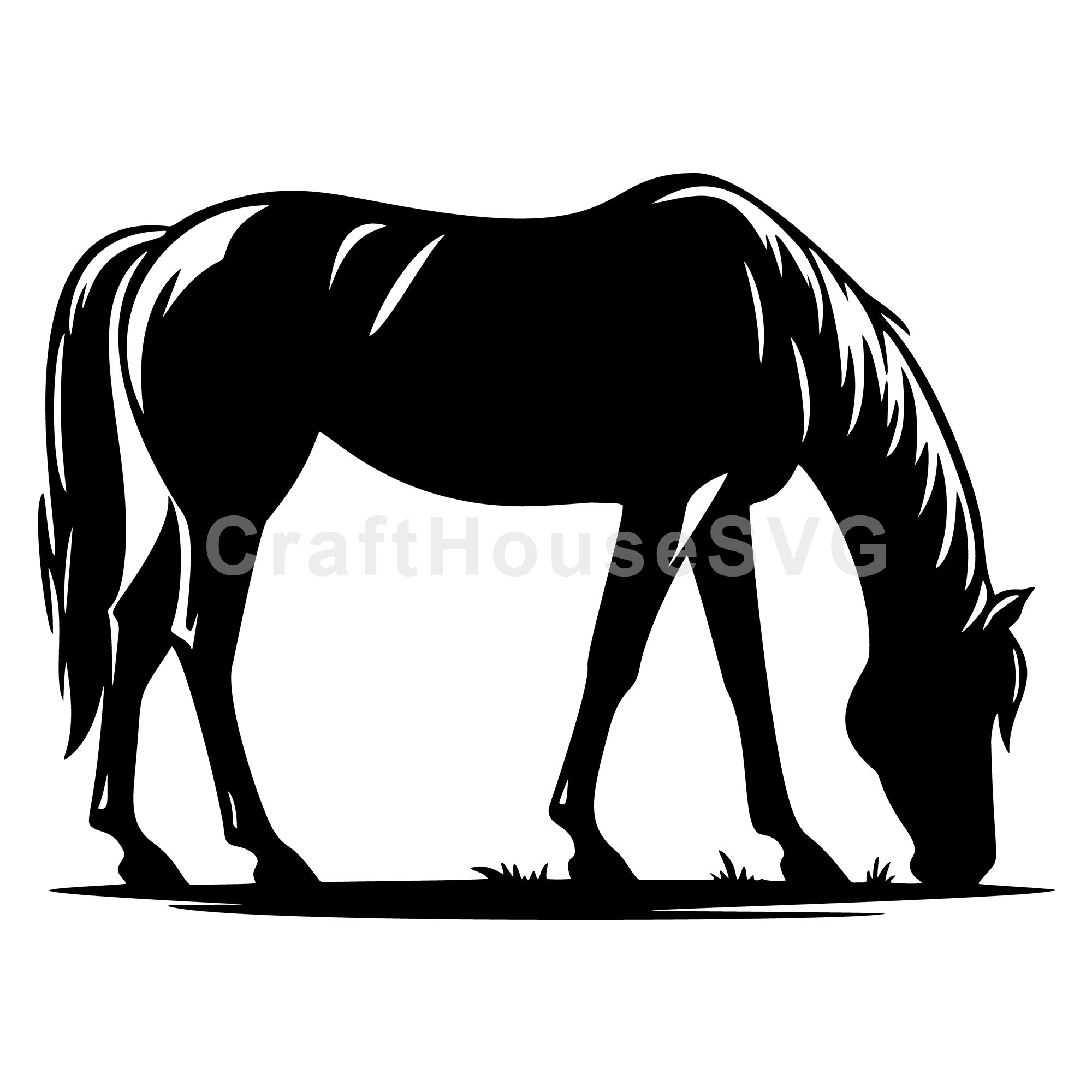 Horse grazing side view SVG