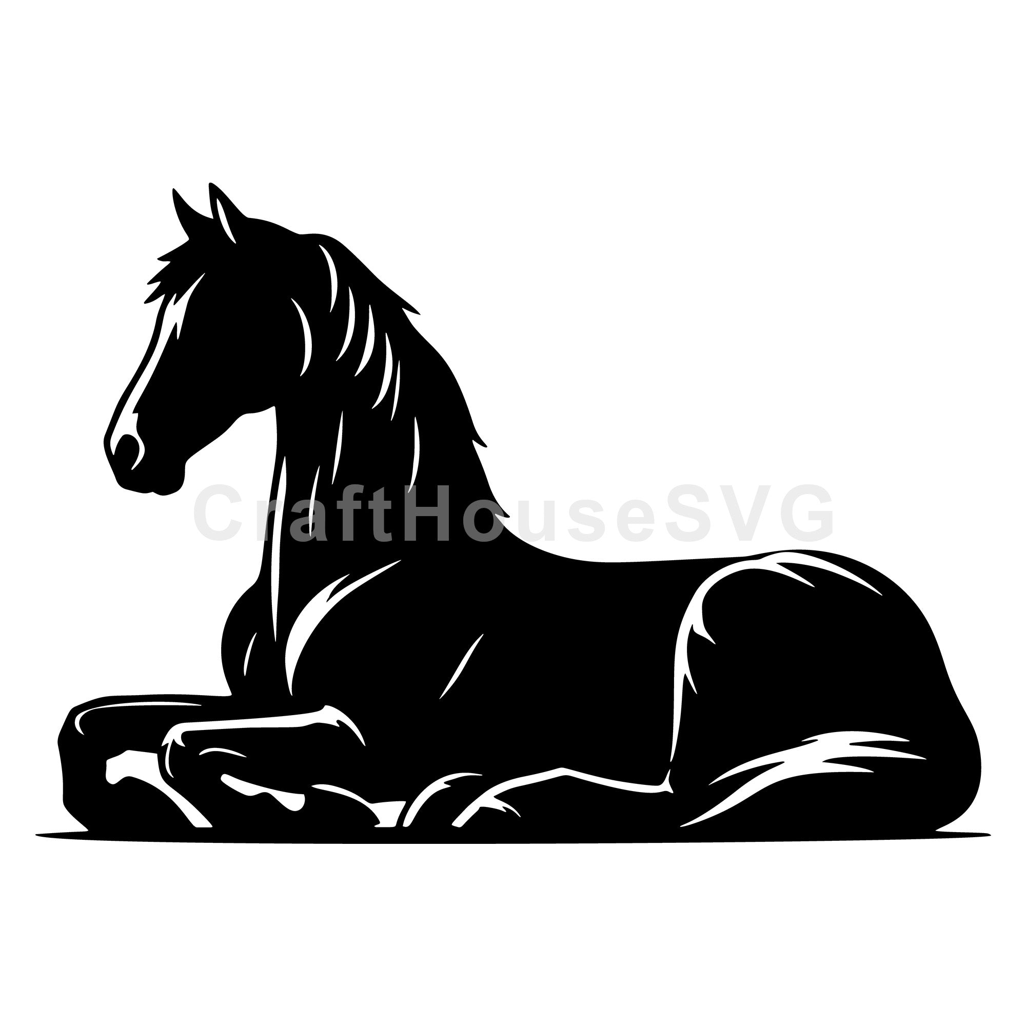 Horse lying down SVG