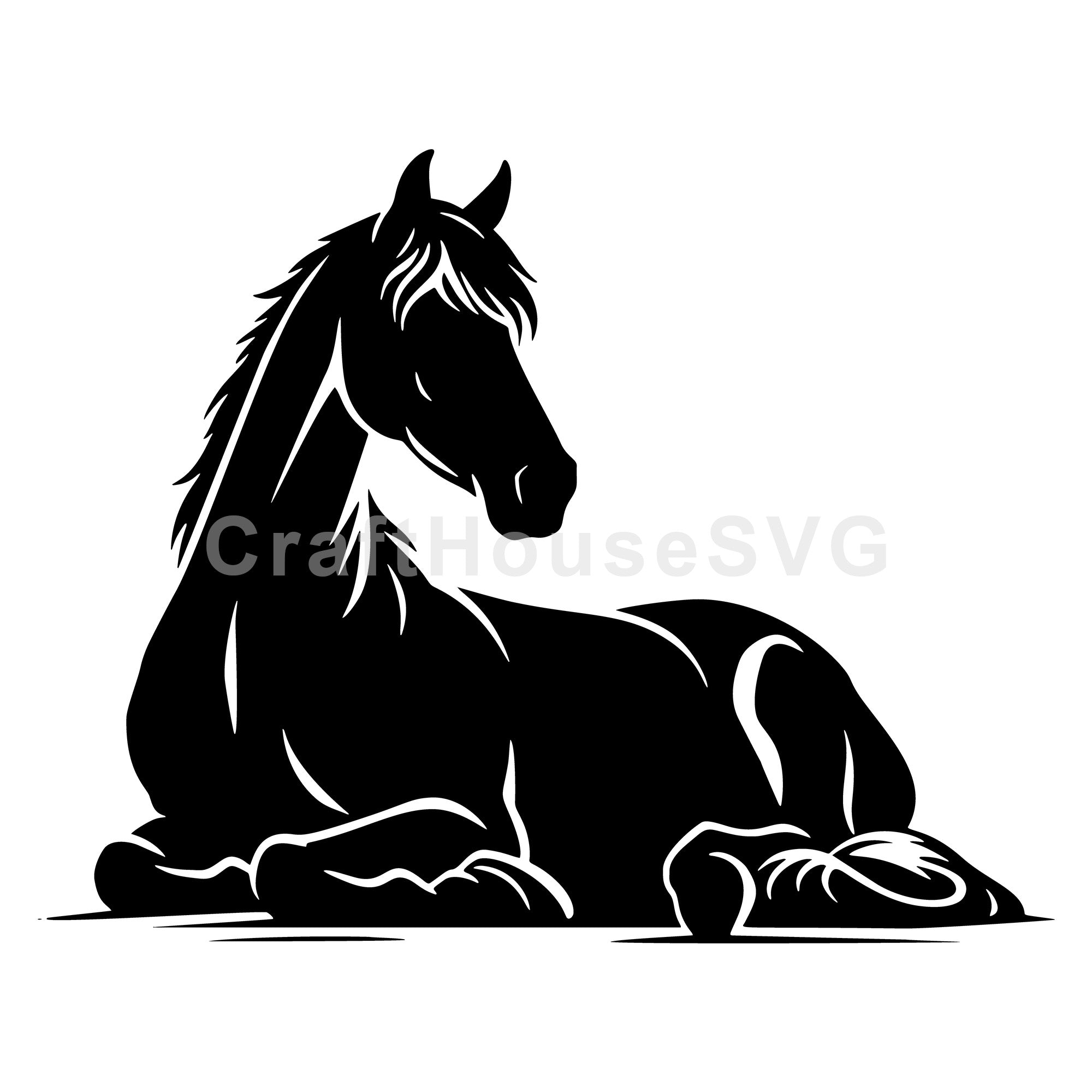 Horse lying down silhouette SVG