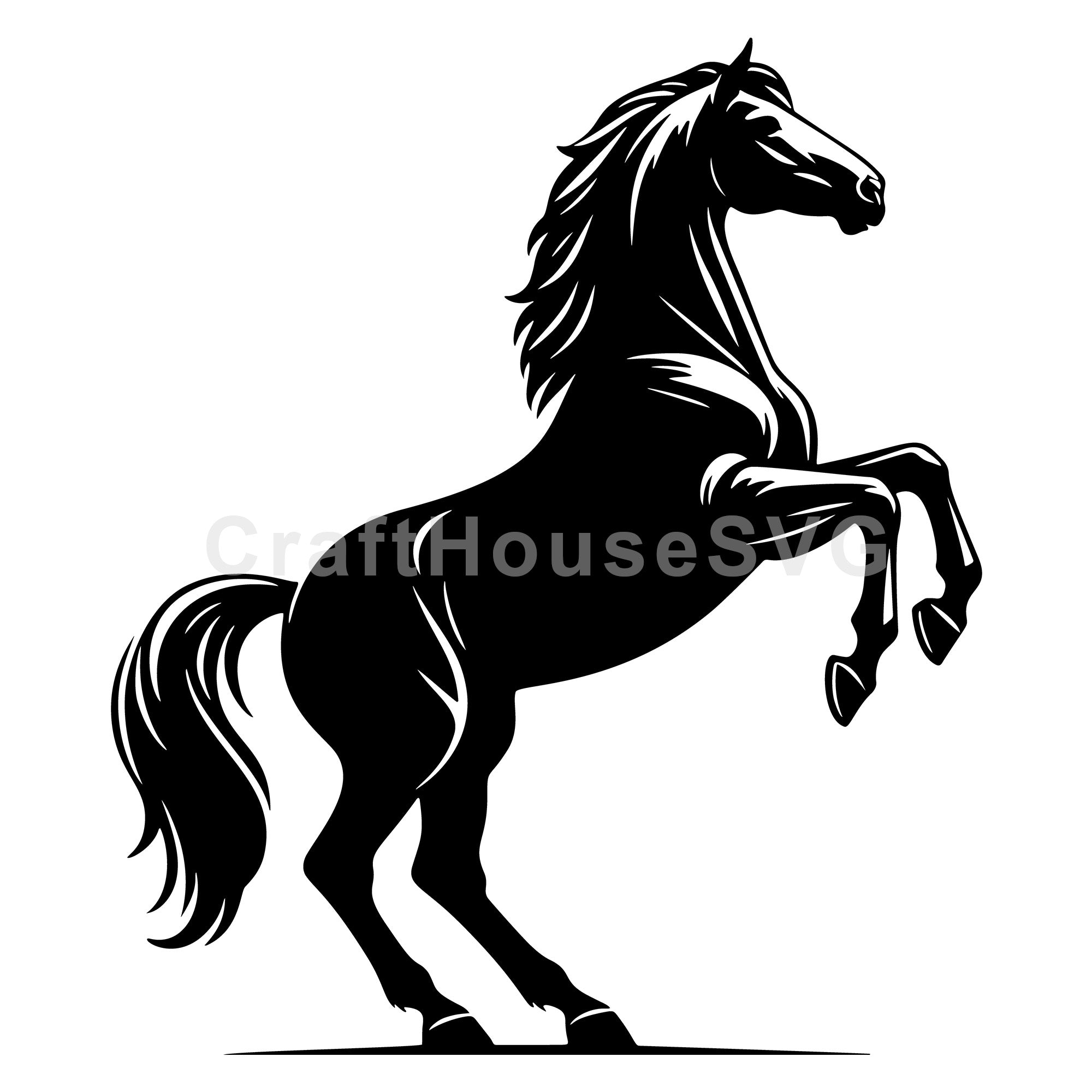 Horse rearing up side view SVG