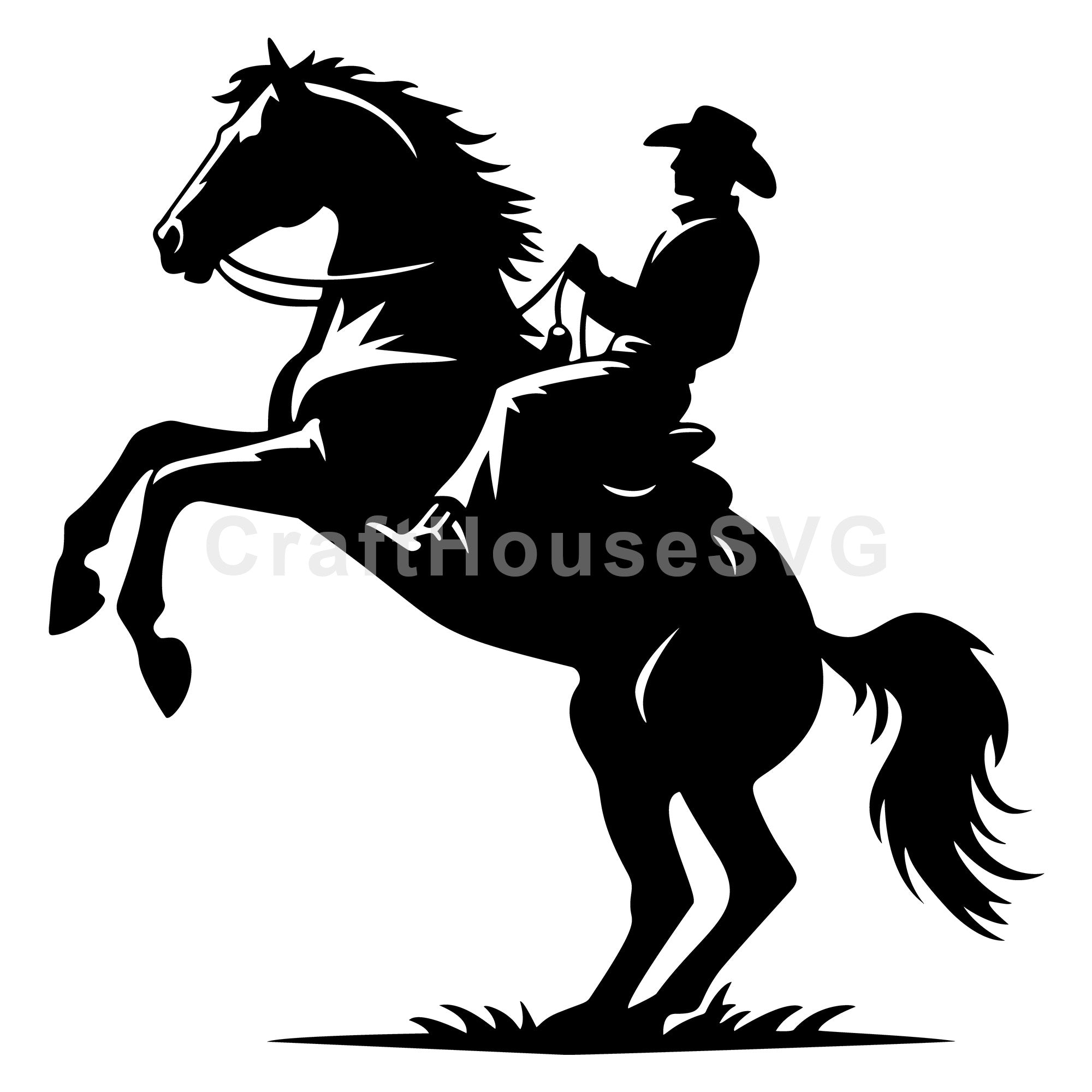 Horse rearing up with cowboy SVG