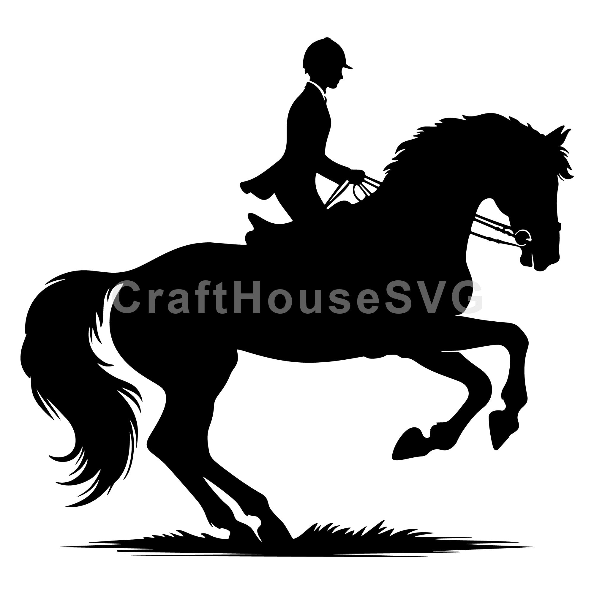 Horse rearing up with rider SVG