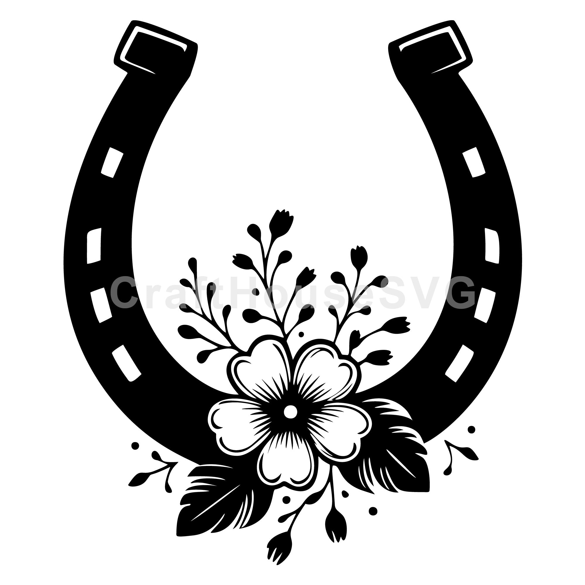 Horseshoe with Flower SVG