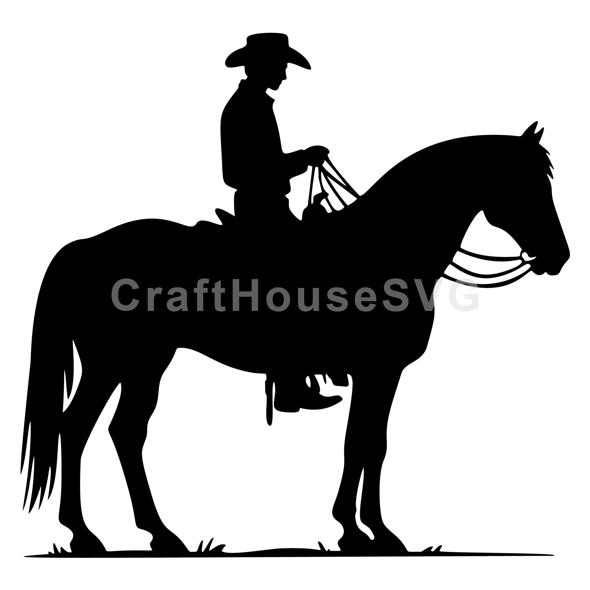 Horse with a cowboy rider SVG