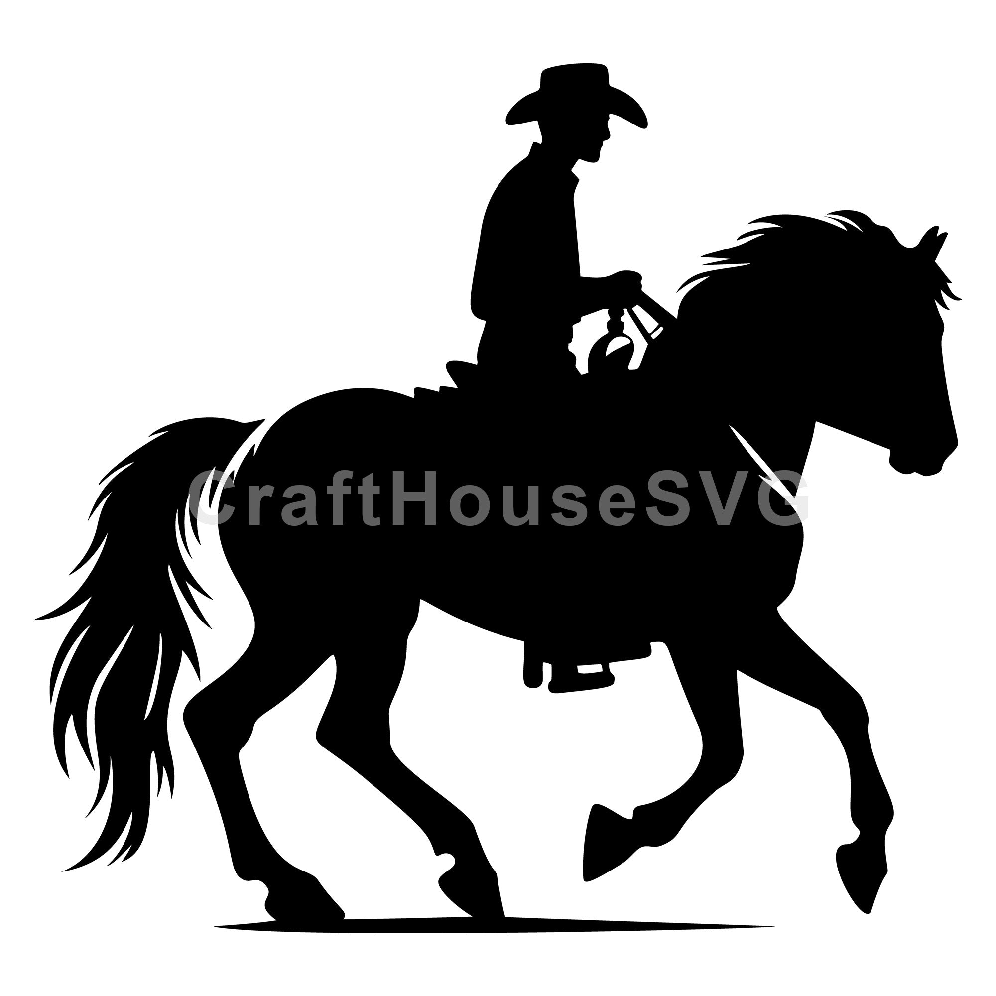 Horse with a cowboy silhouette SVG