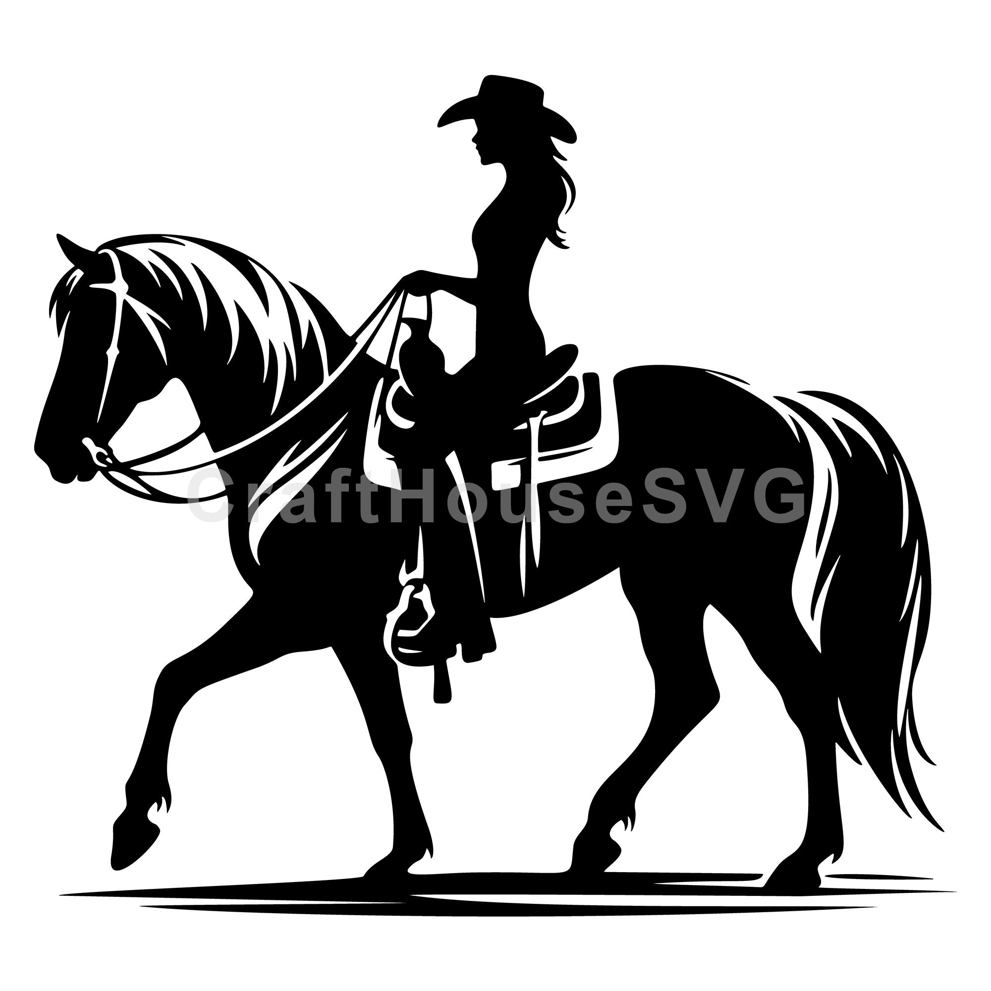 Horse with a cowgirl SVG