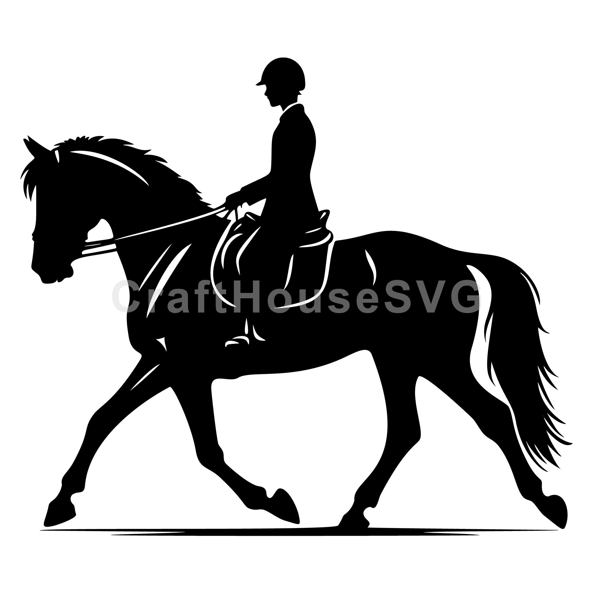 Horse with a rider side view SVG