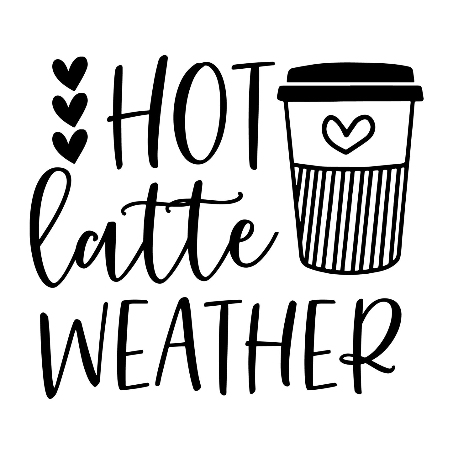 Hot Latte Weather SVG for Cricut, Silhouette, laser cutting, vinyl, sublimation, fall shirts, signs, decals, mugs, and DIY craft projects.