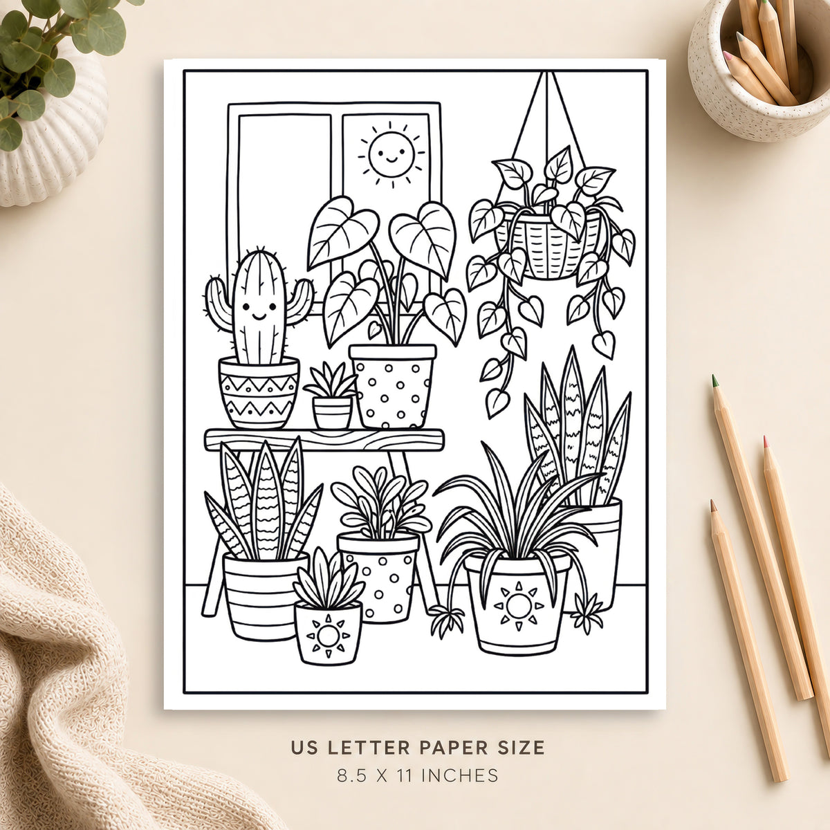 Houseplants Coloring Page 1