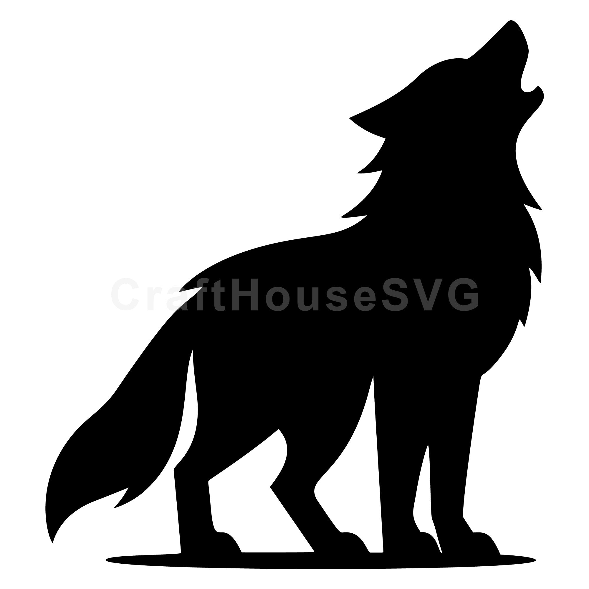 Howling Wolf Silhouette SVG