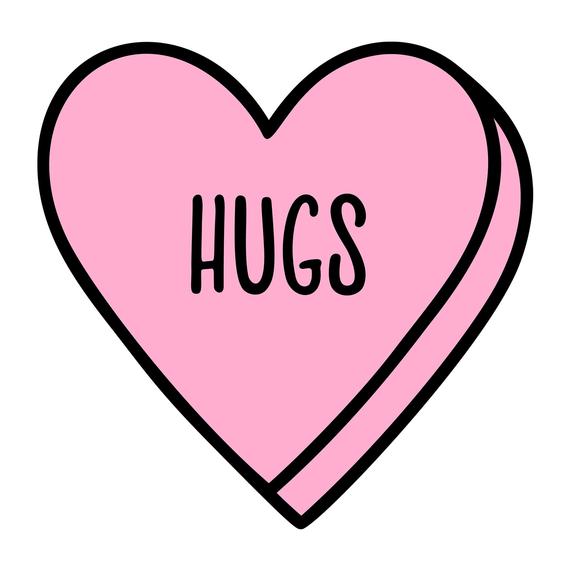 Hugs SVG design for Cricut, Silhouette, laser cutting, vinyl, sublimation, Valentine conversation hearts, and craft projects.