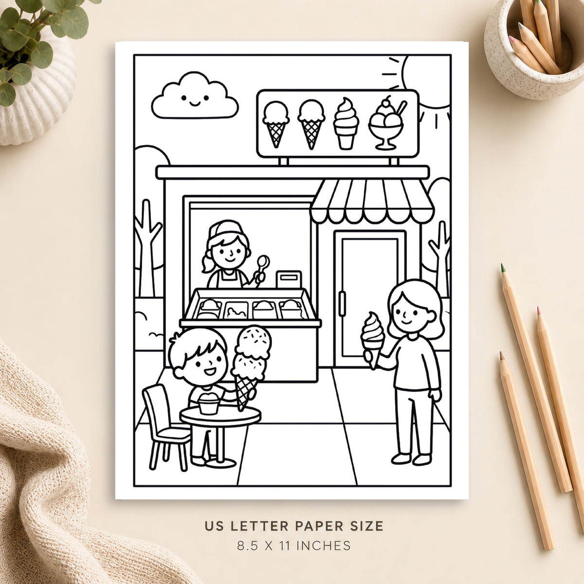 Ice Cream Shop Coloring Page 2