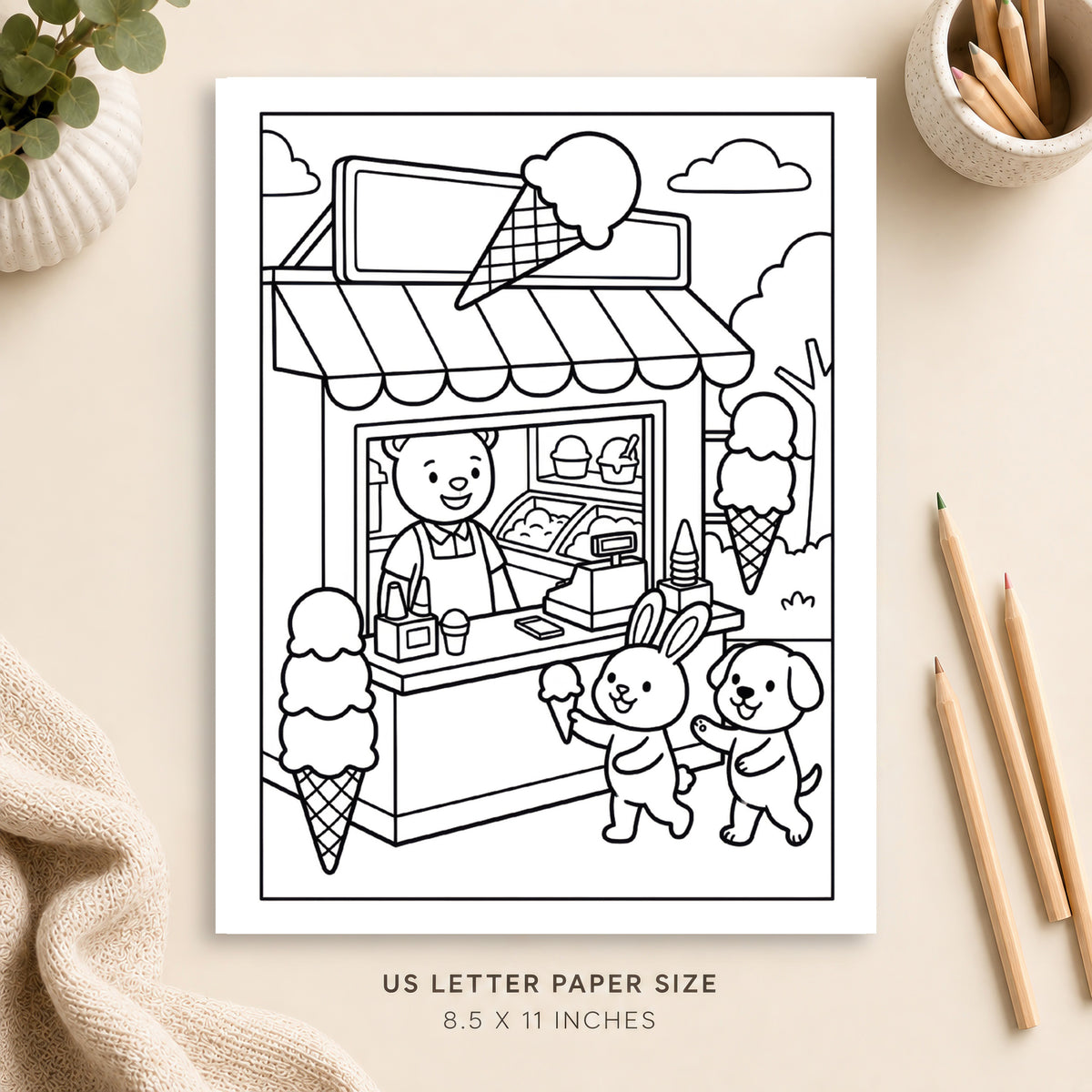 Ice Cream Shop Coloring Page 4