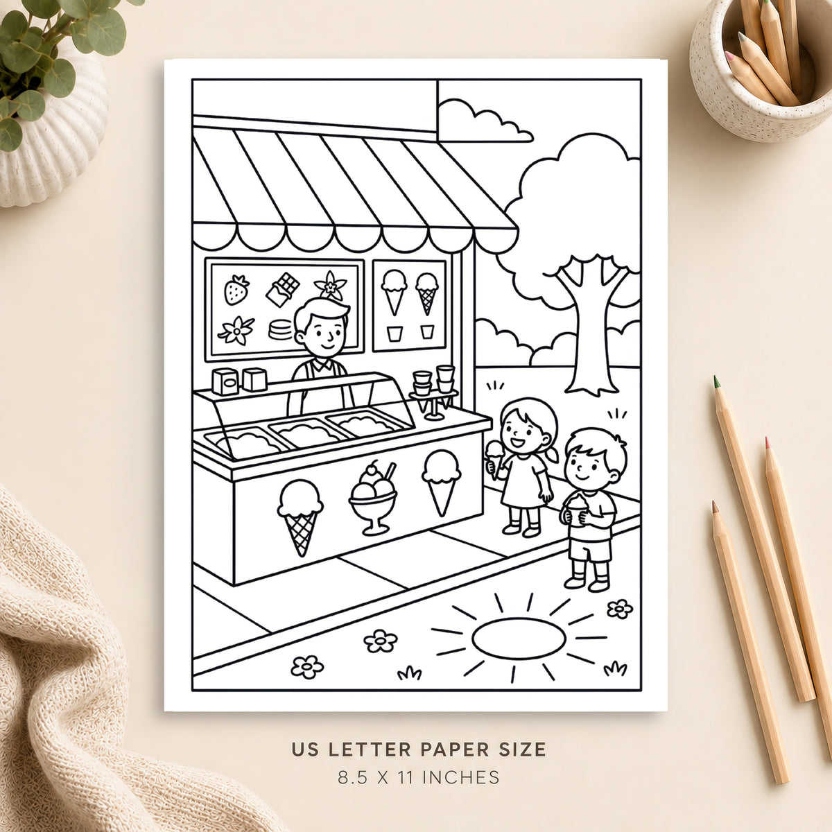 Ice Cream Shop Coloring Page 6