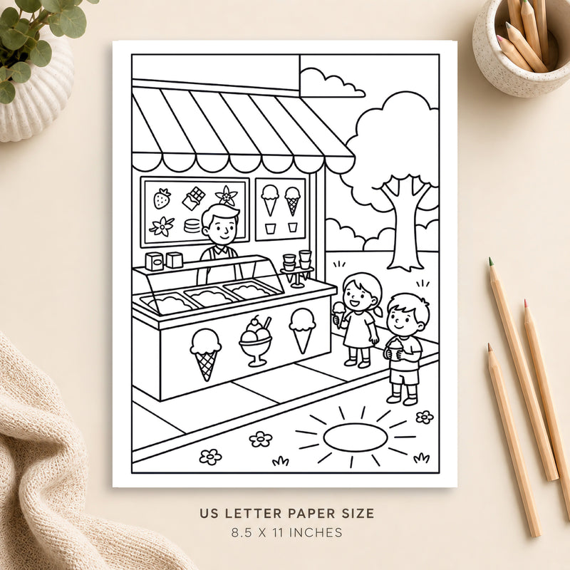 Ice Cream Shop Coloring Page 6