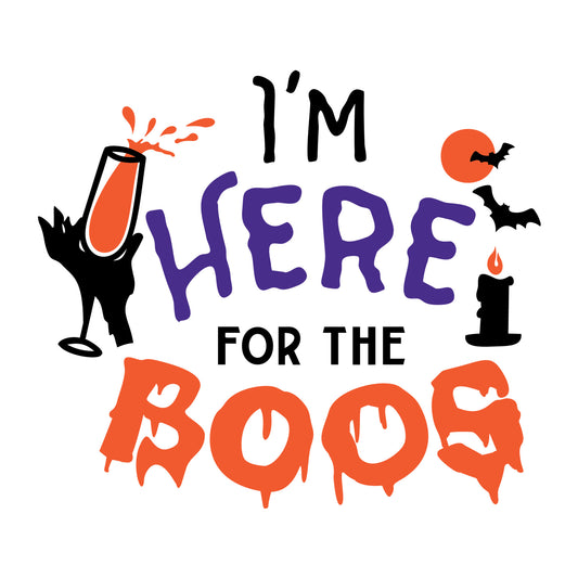 I'm Here For The Boos SVG design for Cricut, Silhouette, laser cutting, vinyl, sublimation, and Halloween craft projects.