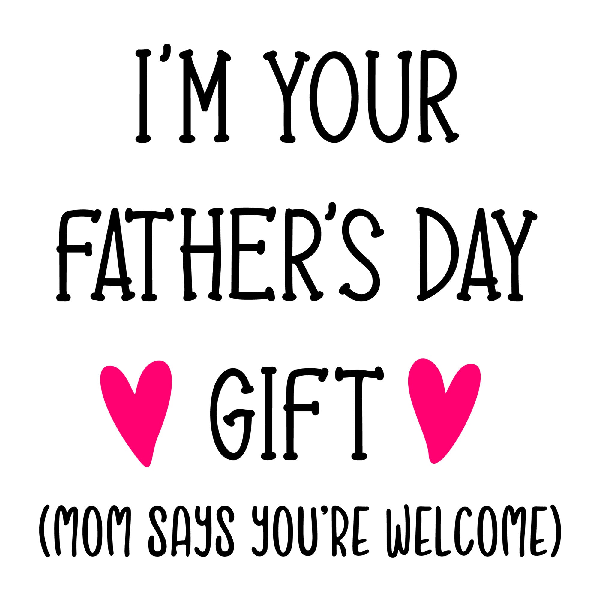 I'm Your Fathers Day Gift Mom Says You're Welcome SVG design for Cricut, Silhouette, laser cutting, vinyl, sublimation, and Father's Day craft projects.