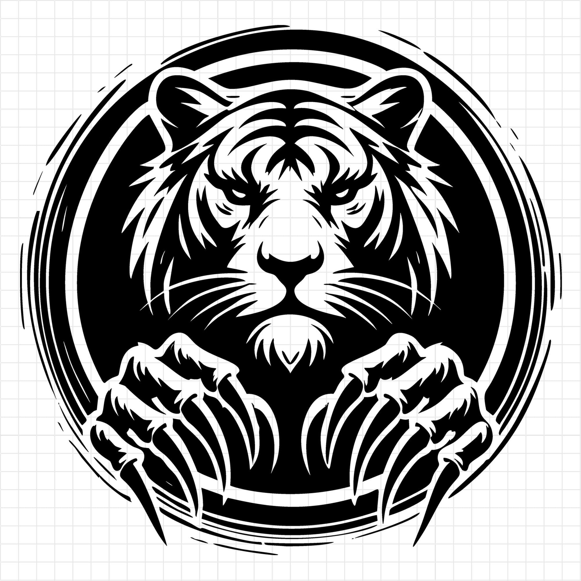 Intense Tiger Face with Dramatic Claw Design SVG