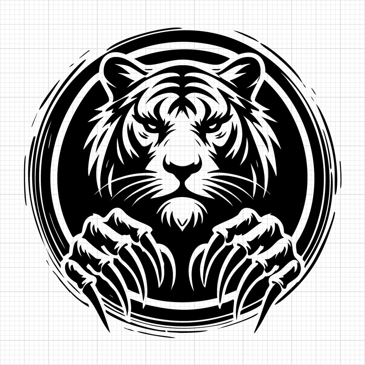 Intense Tiger Face with Dramatic Claw Design