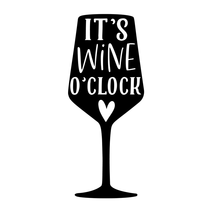 It's Wine O'Clock SVG design for Cricut, Silhouette, wine glasses, tumblers, shirts, signs, decals, and craft projects.