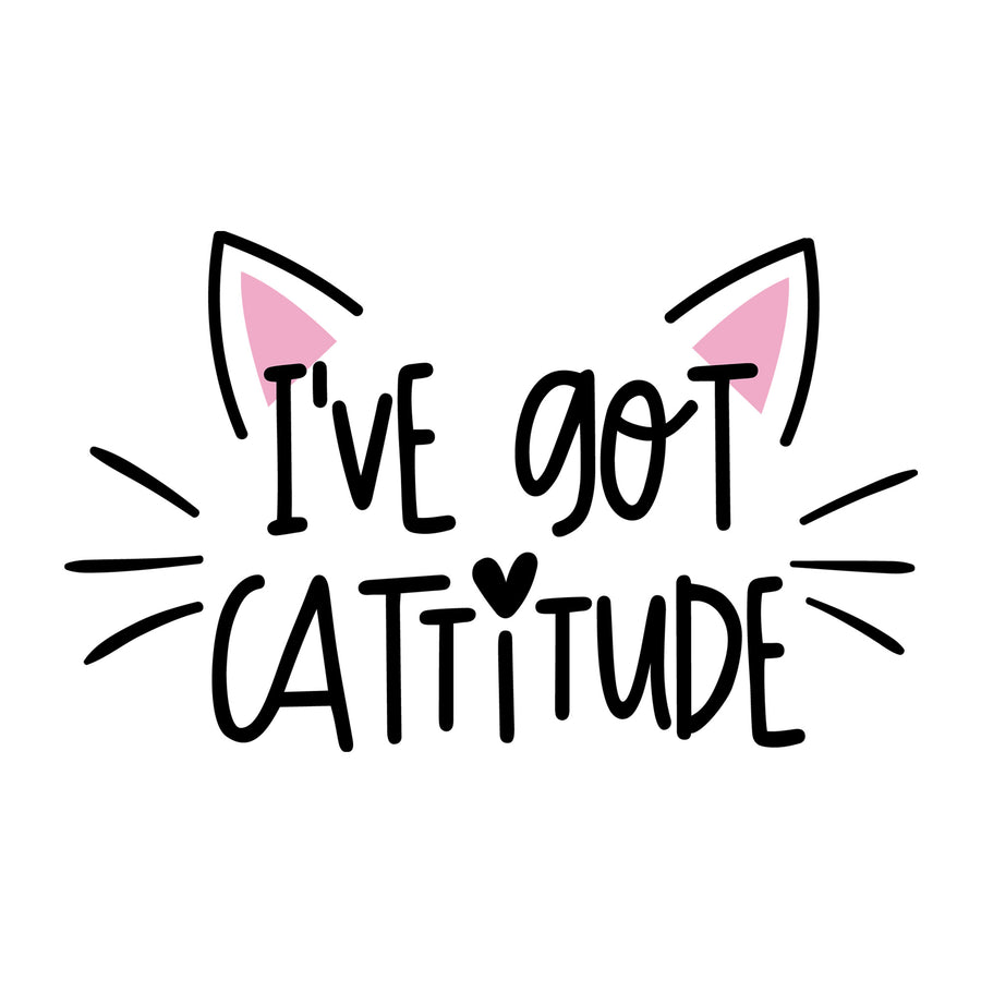 I've Got Cattitude SVG for Cricut, Silhouette, laser cutting, vinyl, sublimation, baby onesies, baby shirts, decals, and DIY craft projects.