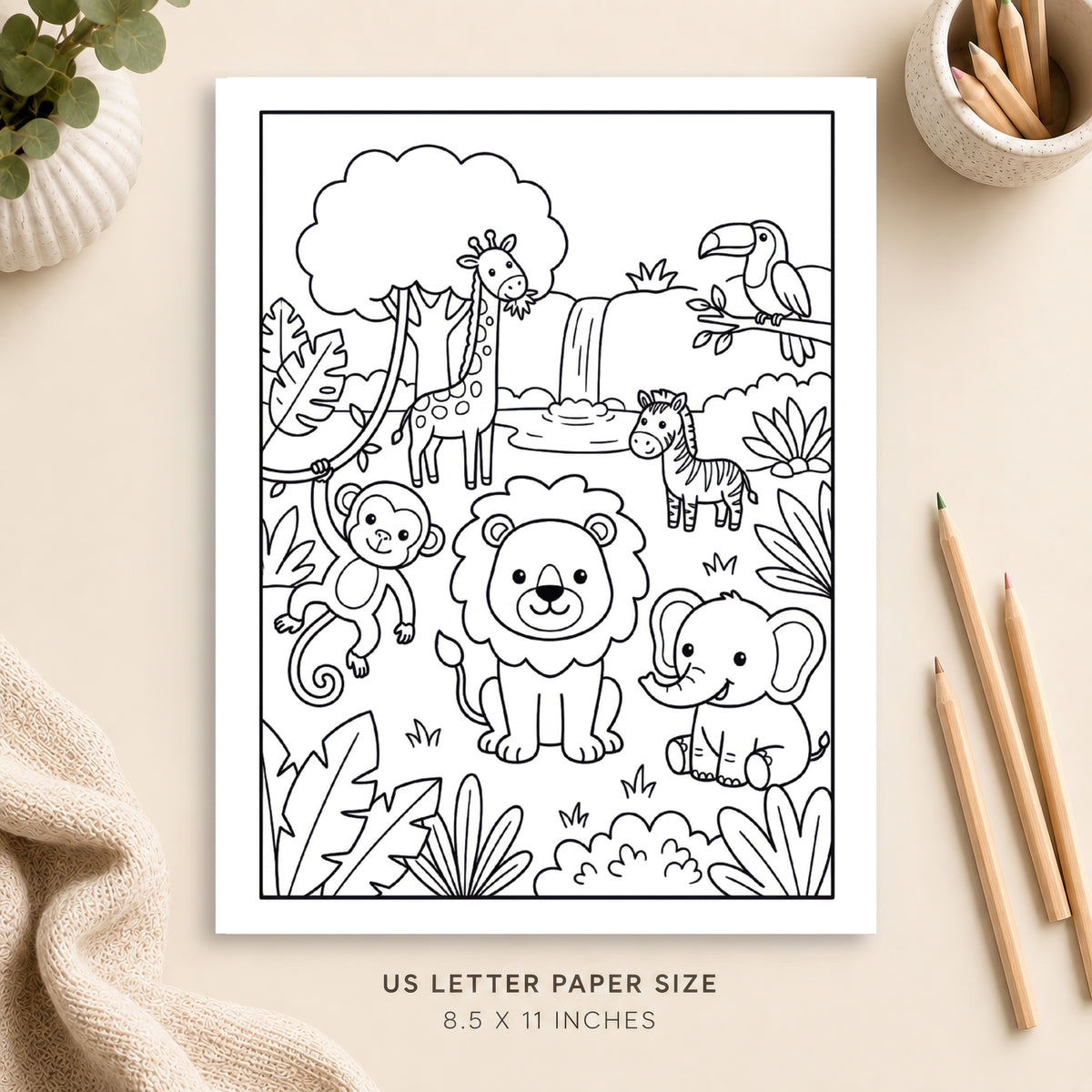 Jungle Animals Coloring Page 2