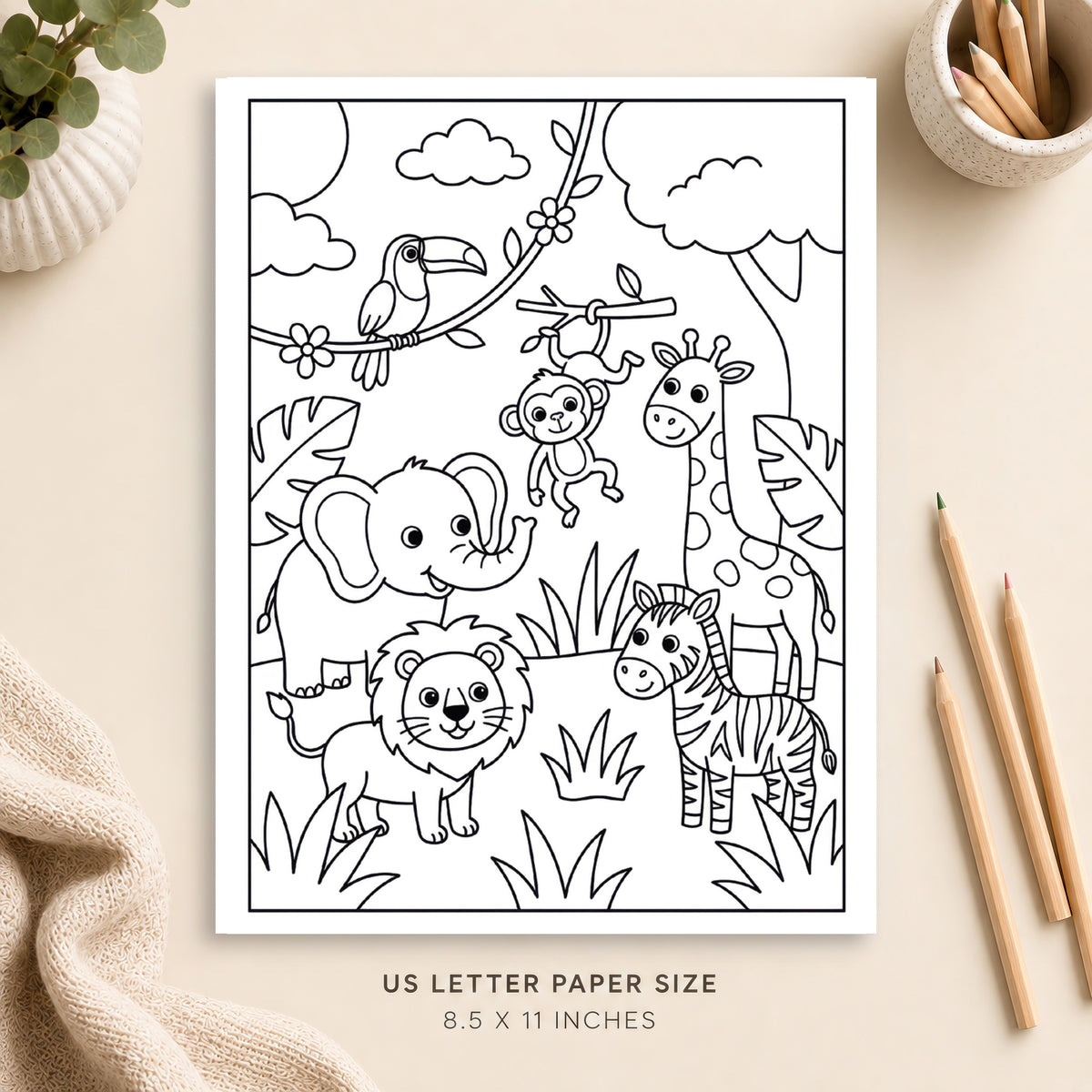 Jungle Animals Coloring Page 3