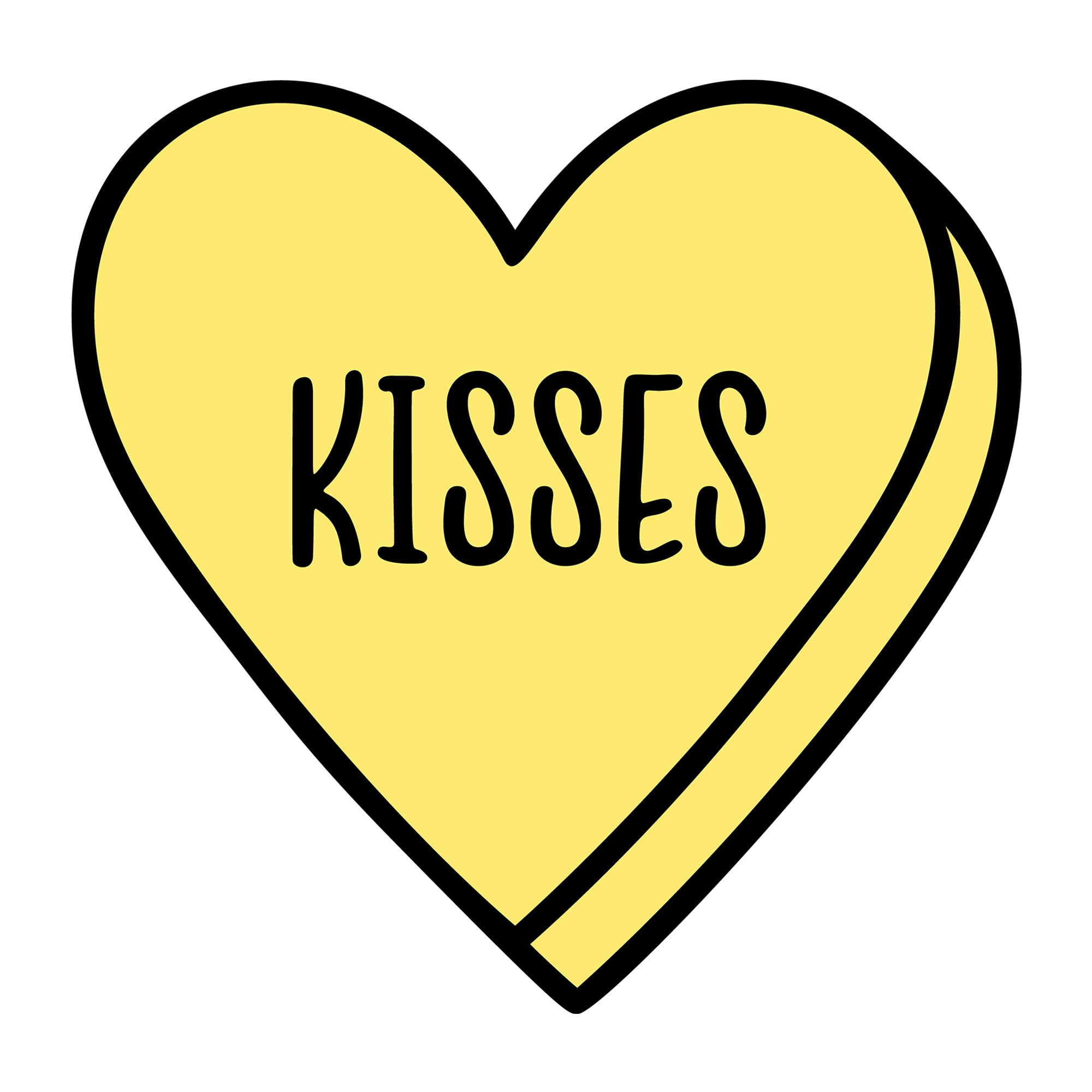 Kisses SVG design for Cricut, Silhouette, laser cutting, vinyl, sublimation, Valentine conversation hearts, and craft projects.