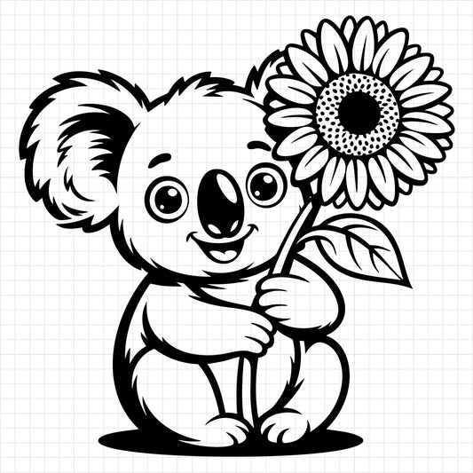Koala Holding Sunflower SVG