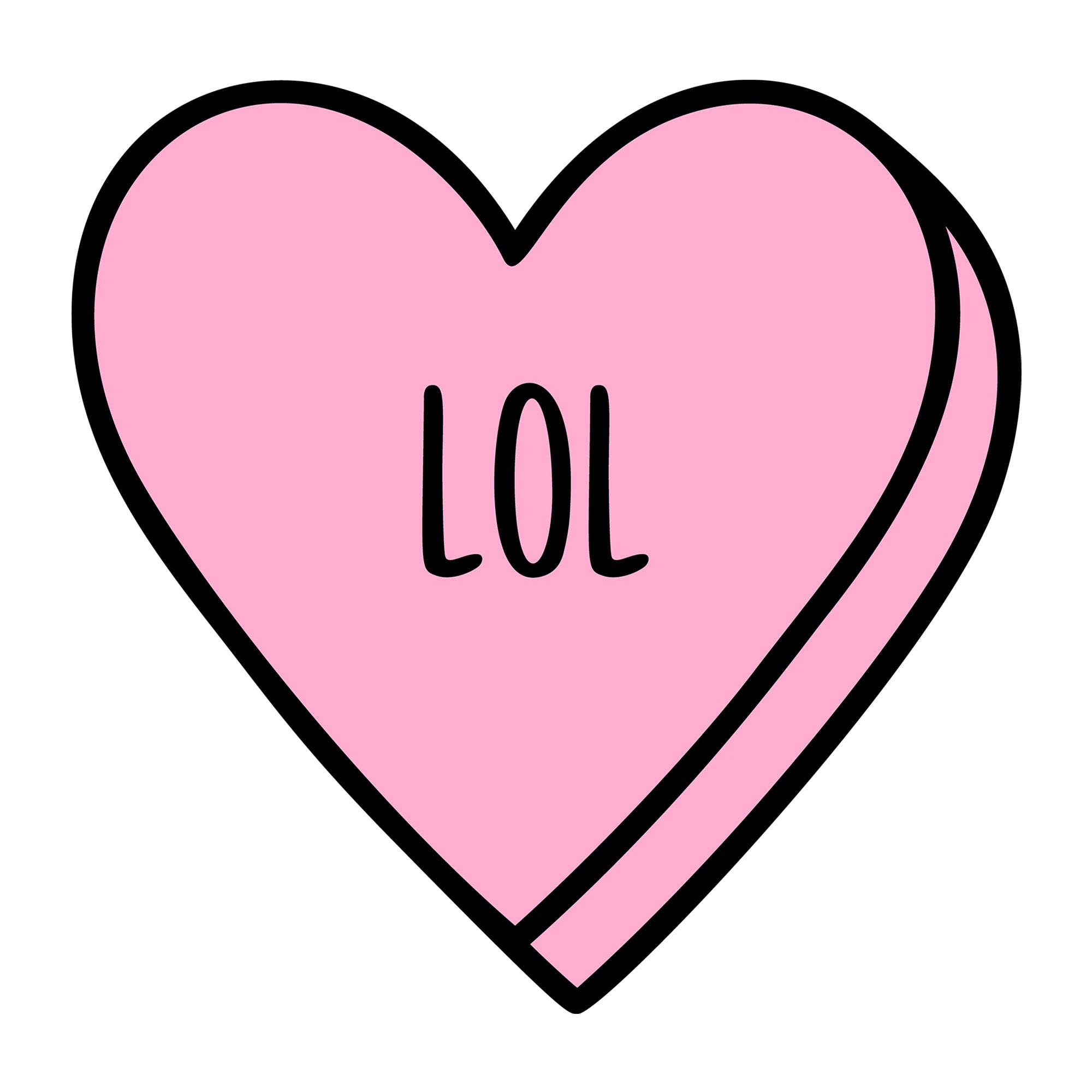 LOL SVG design for Cricut, Silhouette, laser cutting, vinyl, sublimation, Valentine conversation hearts, and craft projects.