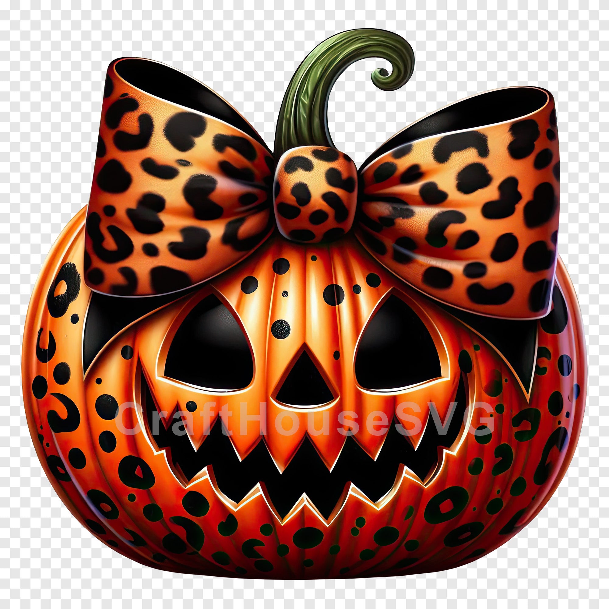 Leopard Coquette Halloween Pumpkin PNG Clip Art Sublimation