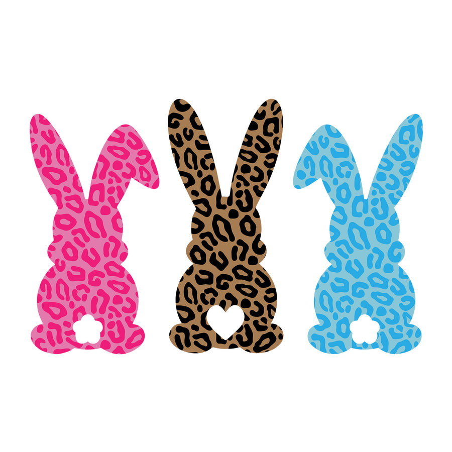 Leopard print bunnies SVG design for Cricut, Silhouette, laser cutting and Easter crafts.