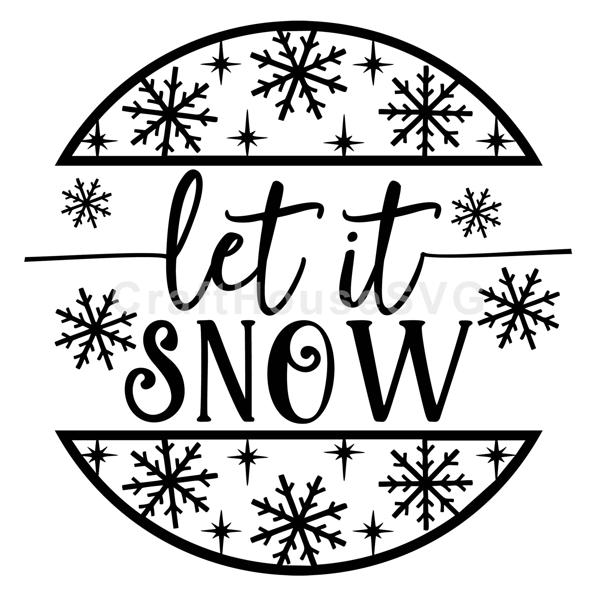 Let It Snow Winter Christmas Round Sign SVG