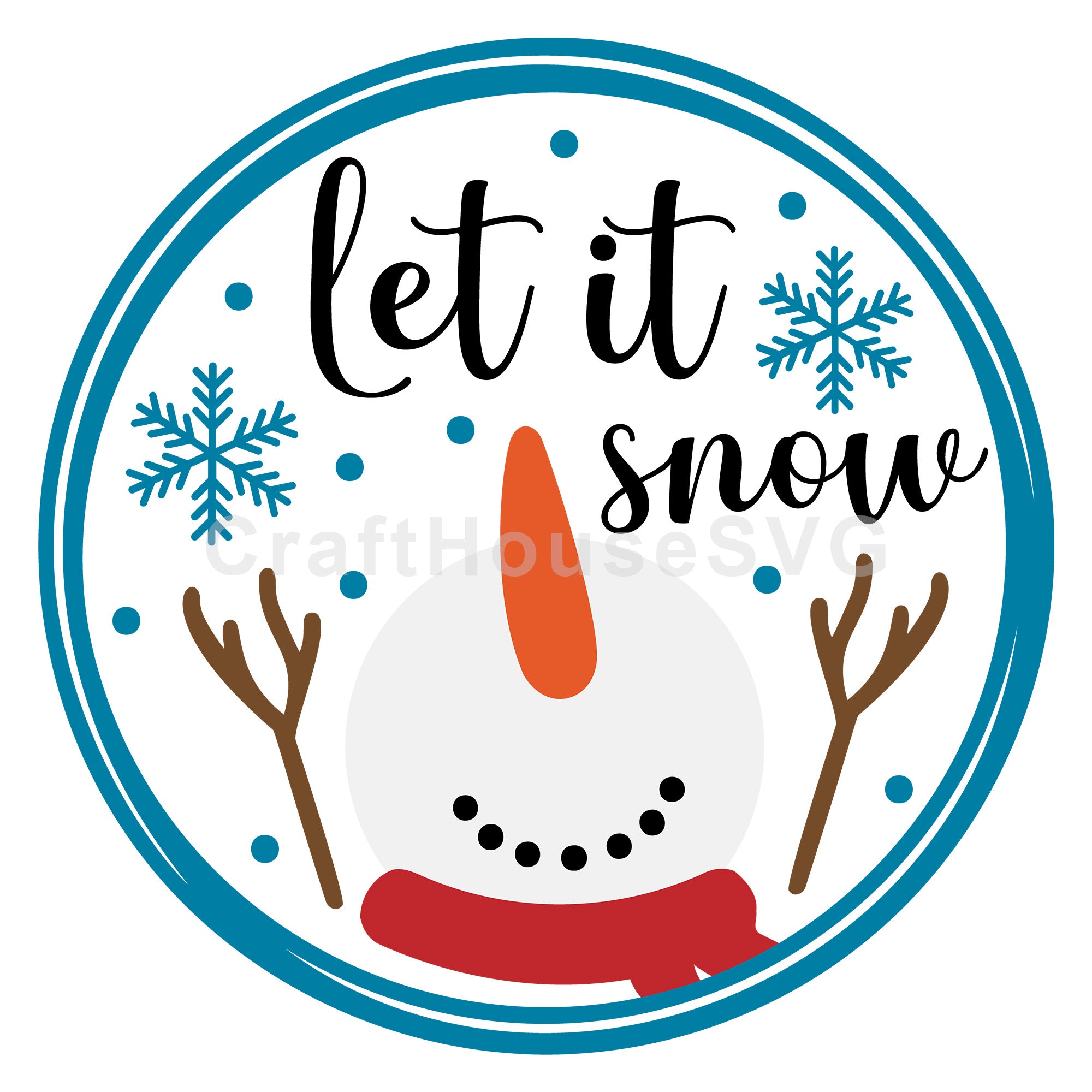 Let It Snow Round Sign SVG