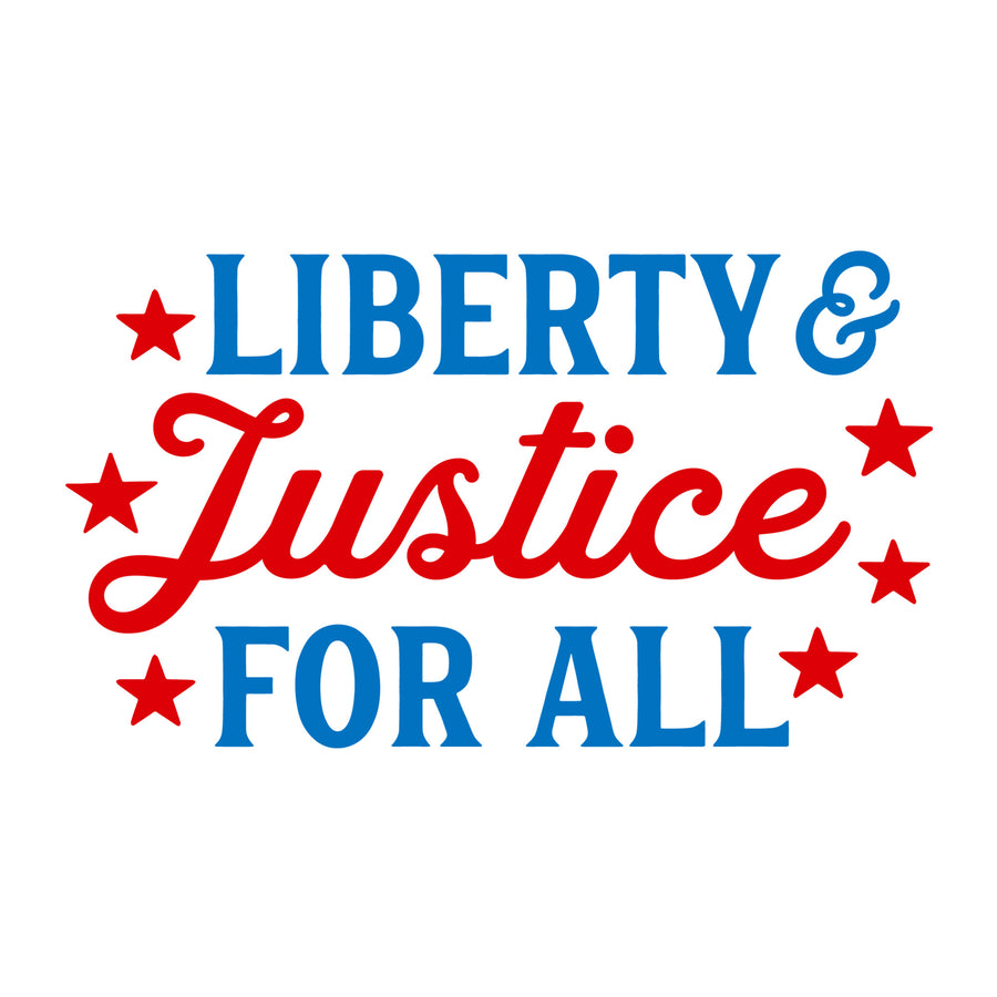 Liberty and Justice for All SVG for Cricut, Silhouette, laser cutting, vinyl, sublimation, 4th of July shirts, patriotic signs, decals, mugs, and DIY craft projects.