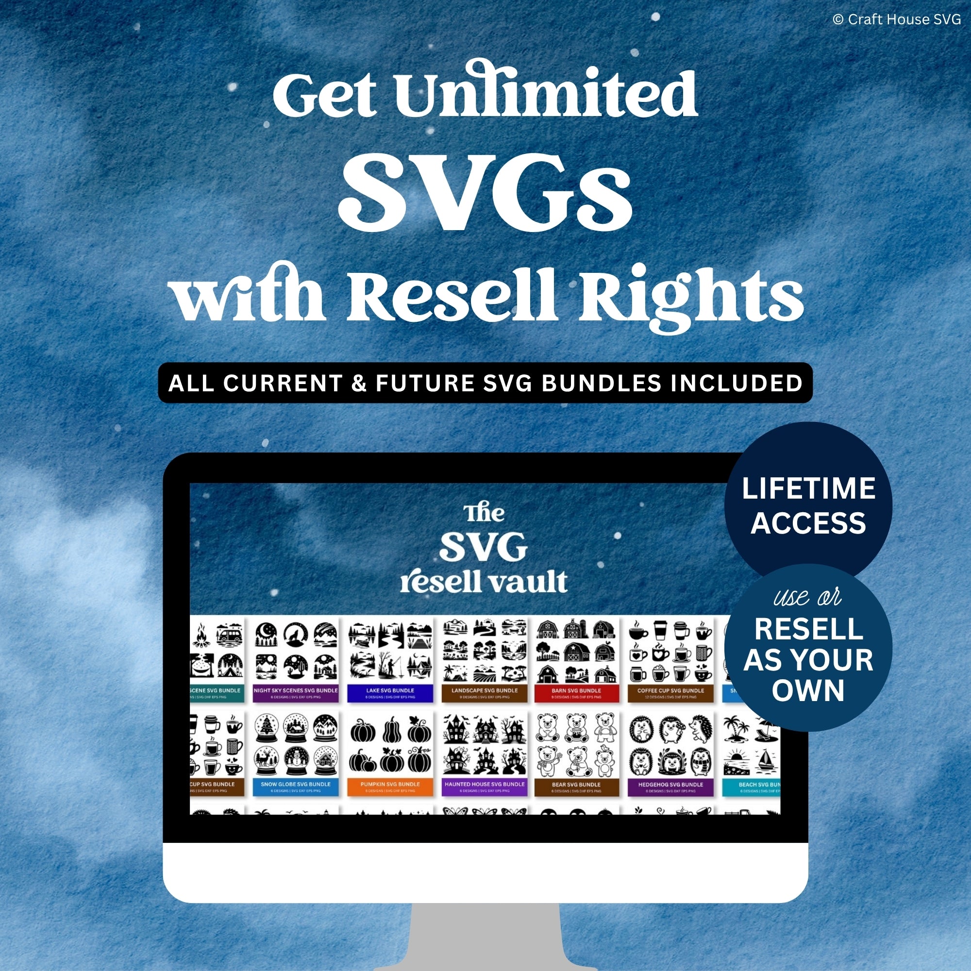 The SVG Resell Vault Lifetime Access - Craft House SVG