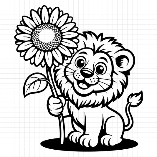 Lion Holding Sunflower SVG