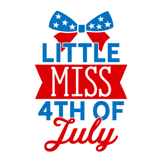 Little Miss 4th of July SVG for Cricut, Silhouette, laser cutting, vinyl, sublimation, 4th of July shirts, patriotic signs, decals, mugs, and DIY craft projects.