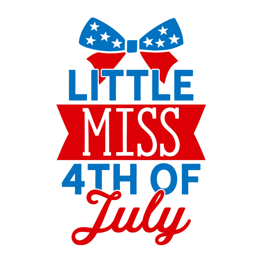 Little Miss 4th of July SVG for Cricut, Silhouette, laser cutting, vinyl, sublimation, 4th of July shirts, patriotic signs, decals, mugs, and DIY craft projects.