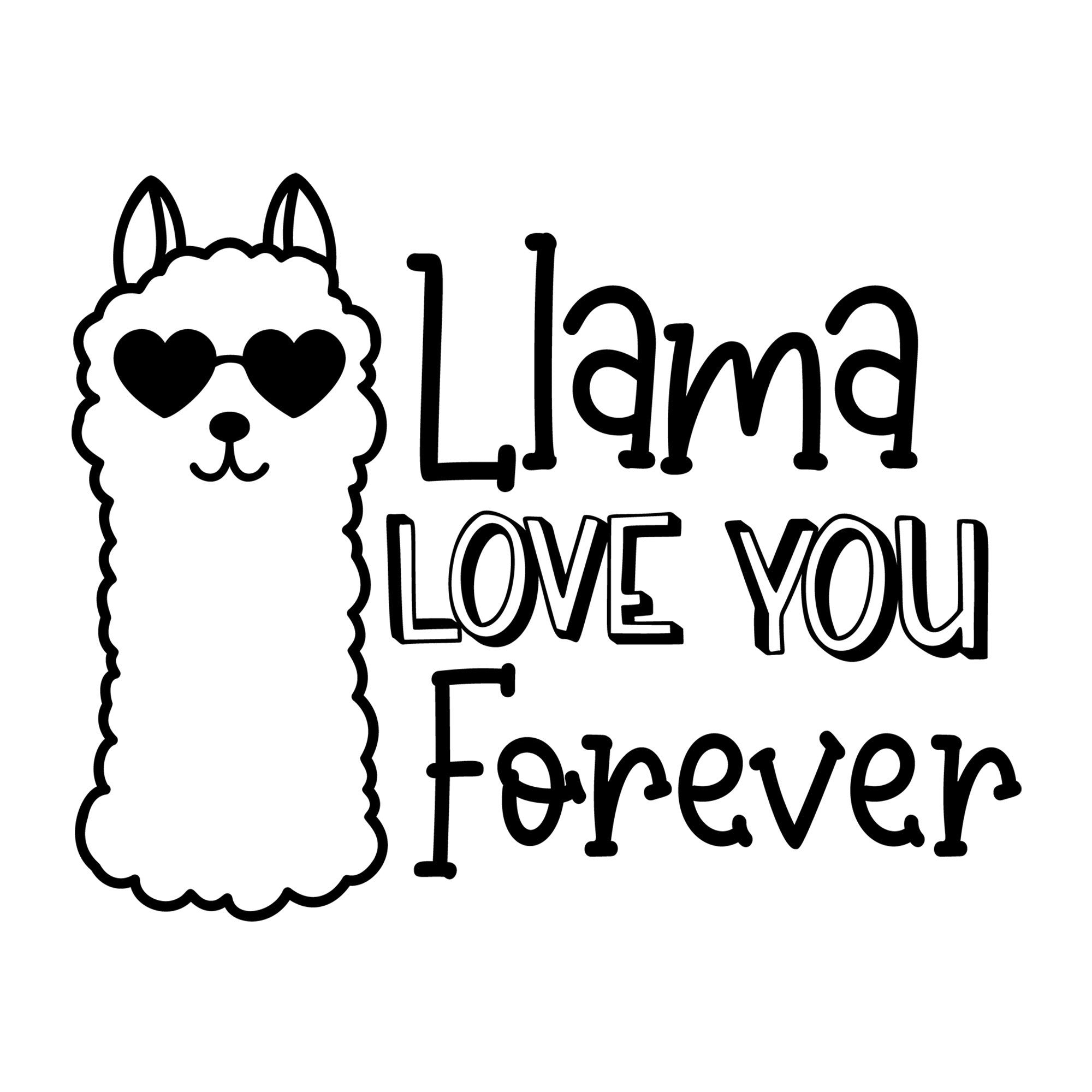Llama Love You Forever SVG design for Cricut, Silhouette, laser cutting, vinyl, sublimation, Valentine kids crafts, and shirts.