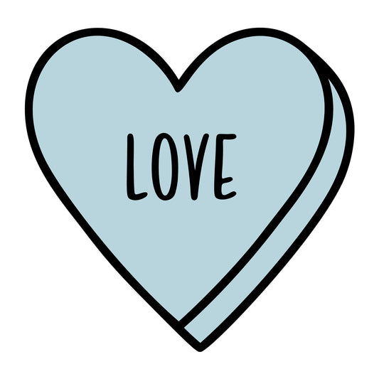 Love SVG design for Cricut, Silhouette, laser cutting, vinyl, sublimation, Valentine conversation hearts, and craft projects.