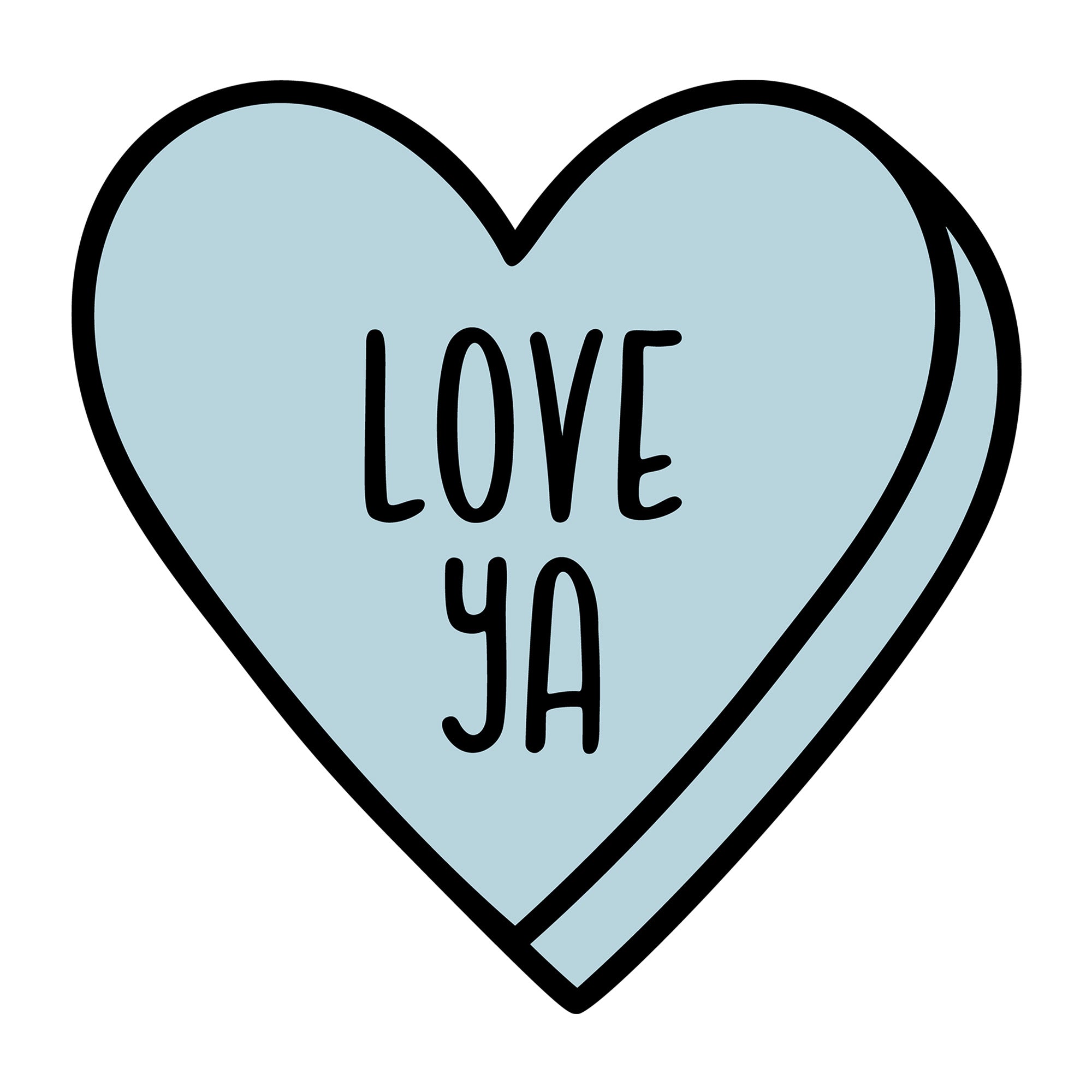 Love Ya SVG design for Cricut, Silhouette, laser cutting, vinyl, sublimation, Valentine conversation hearts, and craft projects.