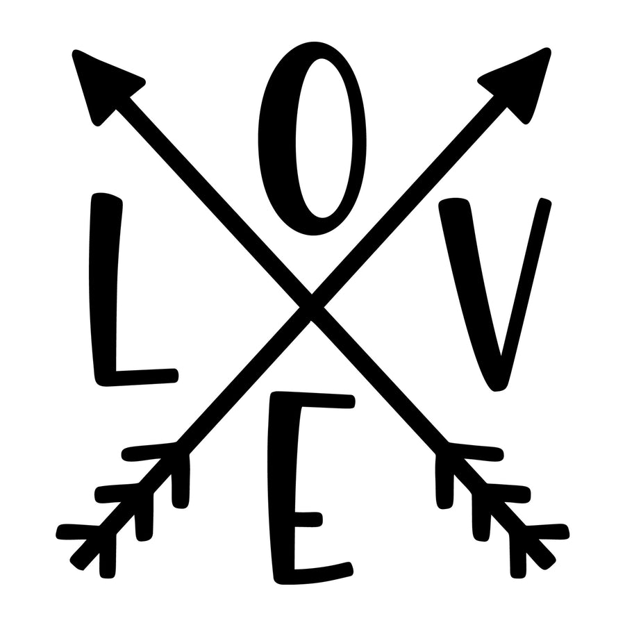 Love Crossed Arrows SVG design for Cricut, Silhouette, laser cutting, vinyl, sublimation, Valentine crafts, and DIY projects.