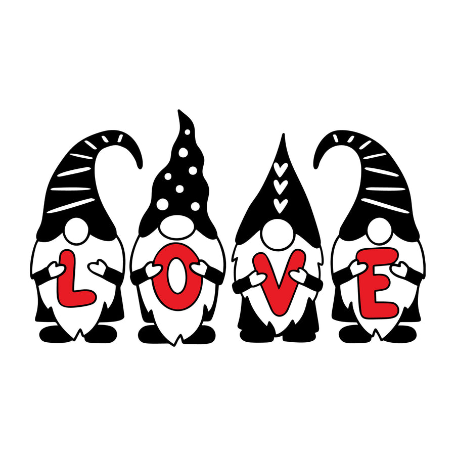 Love Gnome SVG design for Cricut, Silhouette, laser cutting, vinyl, sublimation, Valentine gnome crafts, and DIY projects.