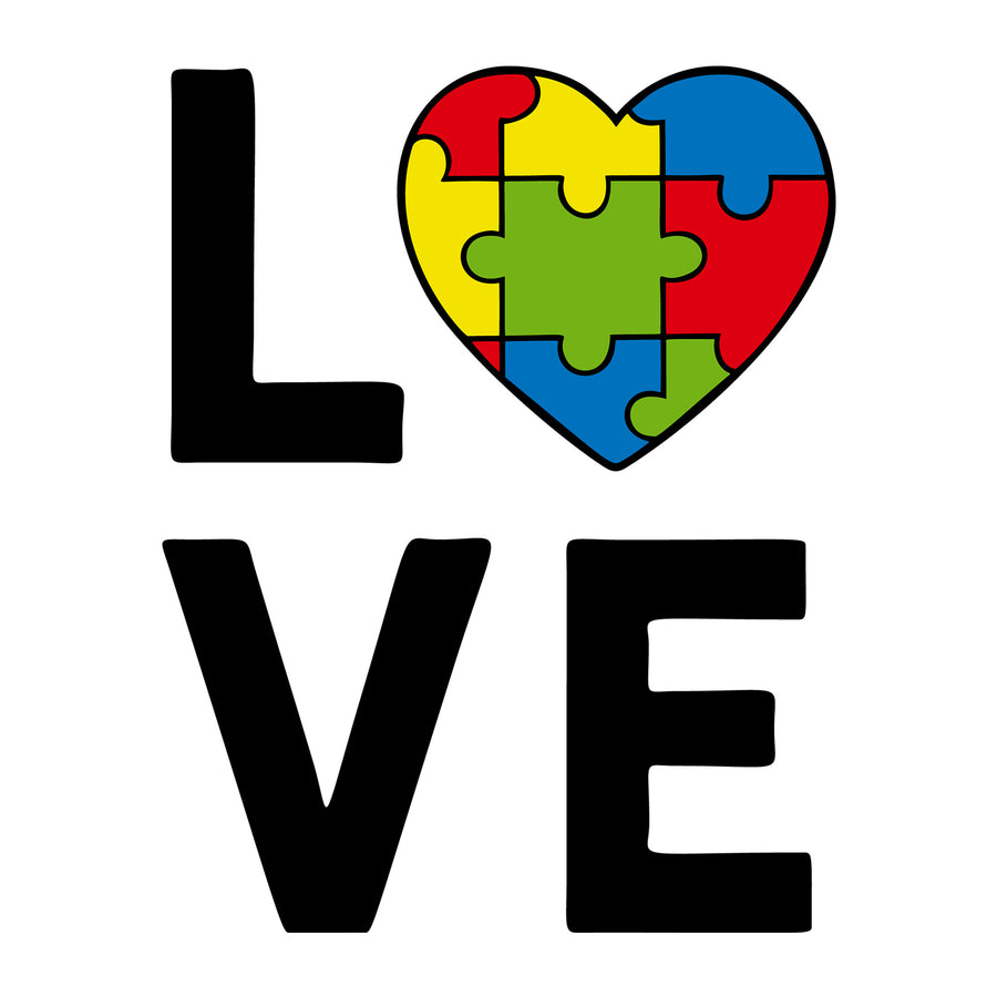 Love Heart Puzzles SVG design for Cricut, Silhouette, laser cutting, vinyl, sublimation, autism awareness crafts, and DIY projects.