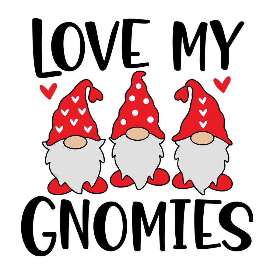 Love My Gnomies SVG design for Cricut, Silhouette, laser cutting, vinyl, sublimation, Valentine gnome crafts, and DIY projects.
