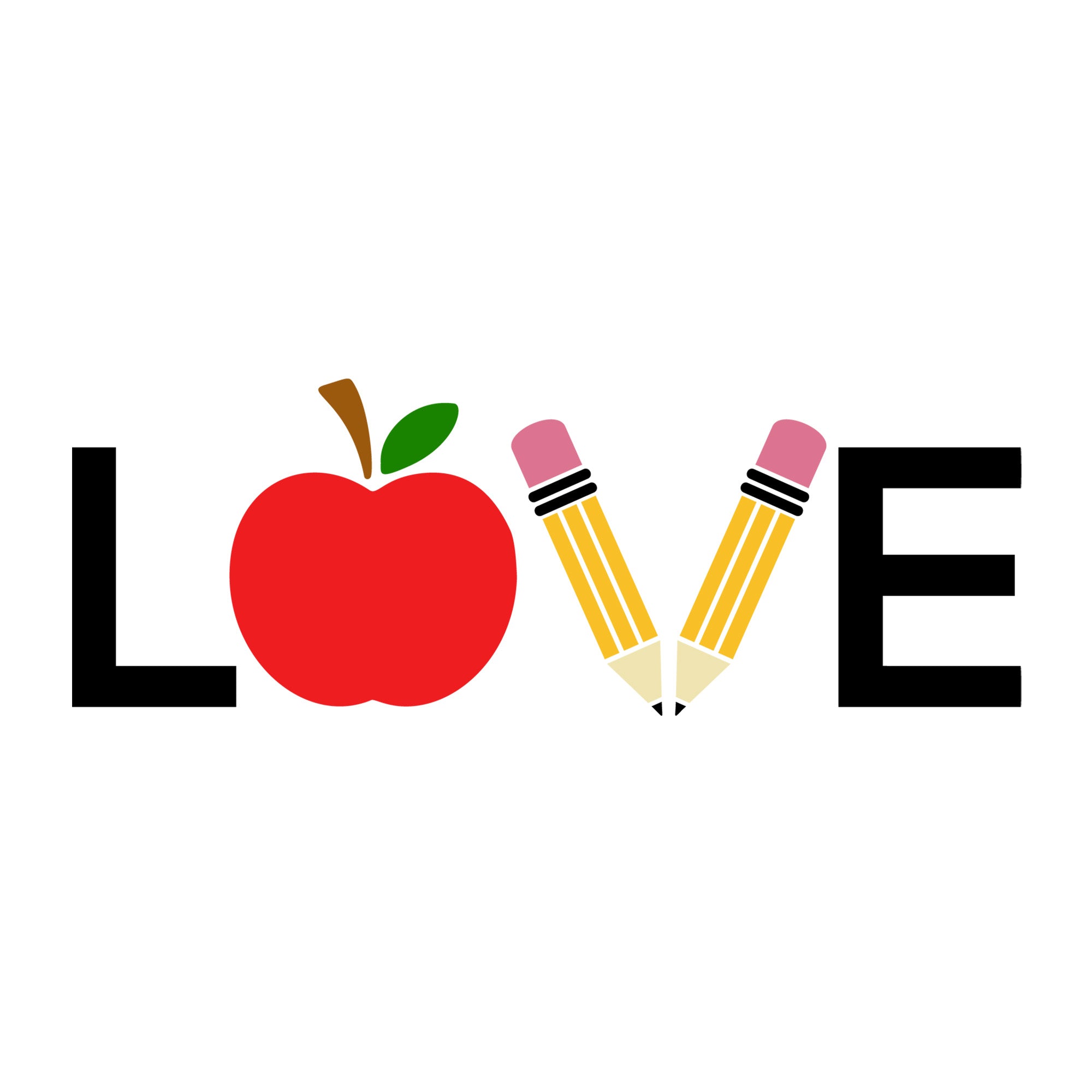 Love Pencils SVG design for Cricut, Silhouette, laser cutting, vinyl, sublimation, teacher, and school craft projects.