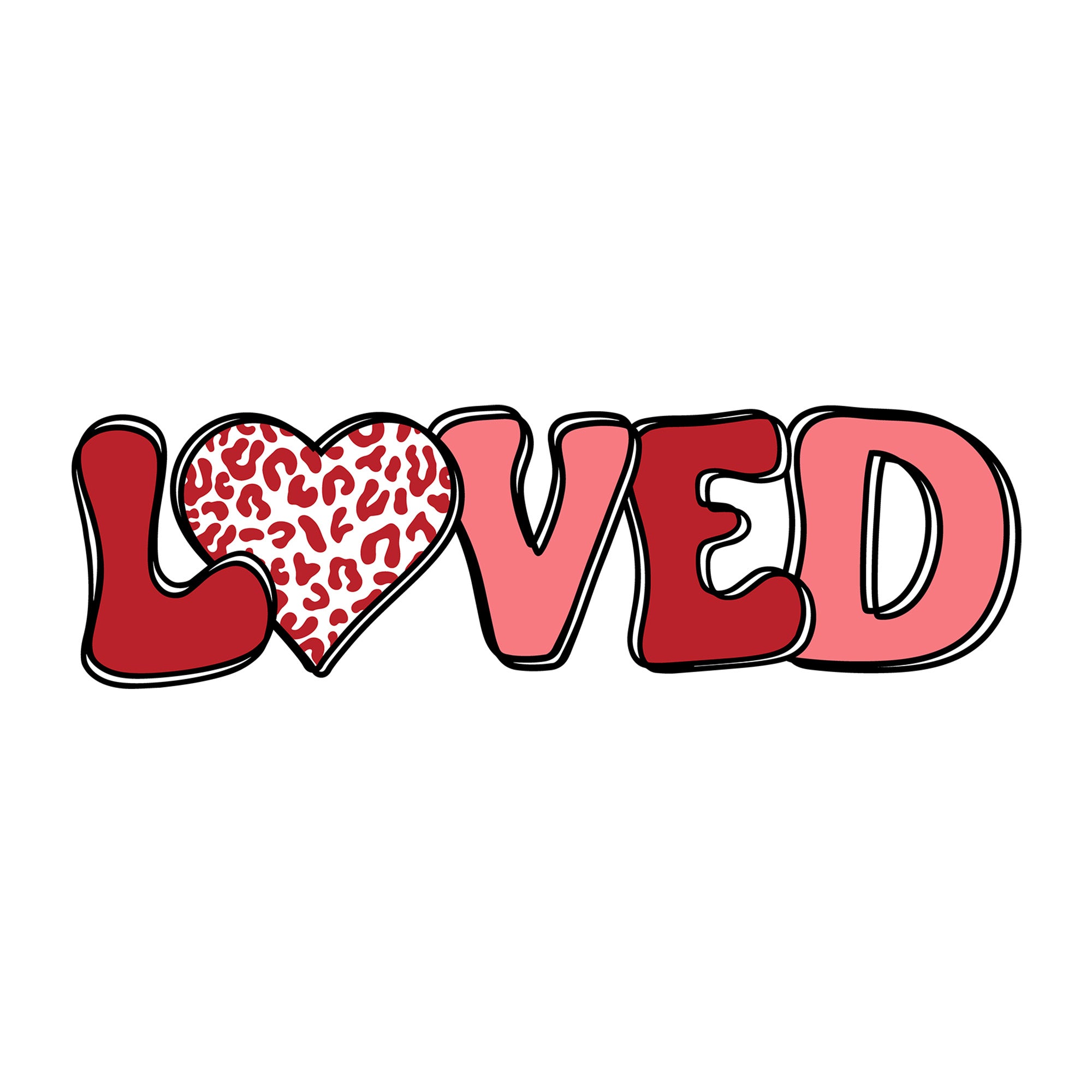 Loved Leopard Heart SVG design for Cricut, Silhouette, laser cutting, vinyl, sublimation, Valentine kids crafts, and shirts.