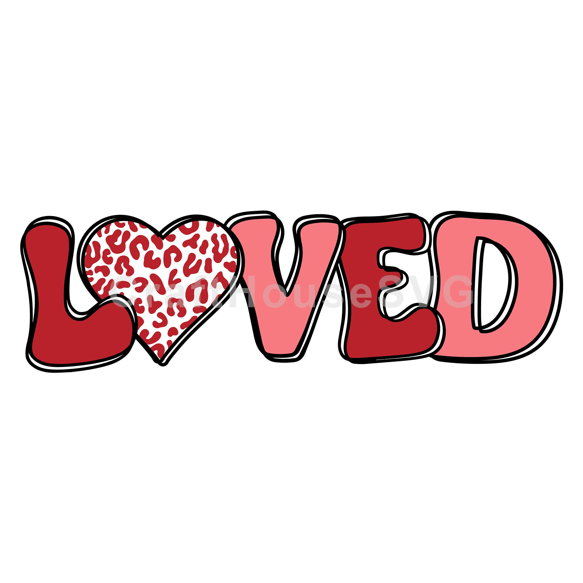 Loved Leopard Heart SVG Kids Valentine